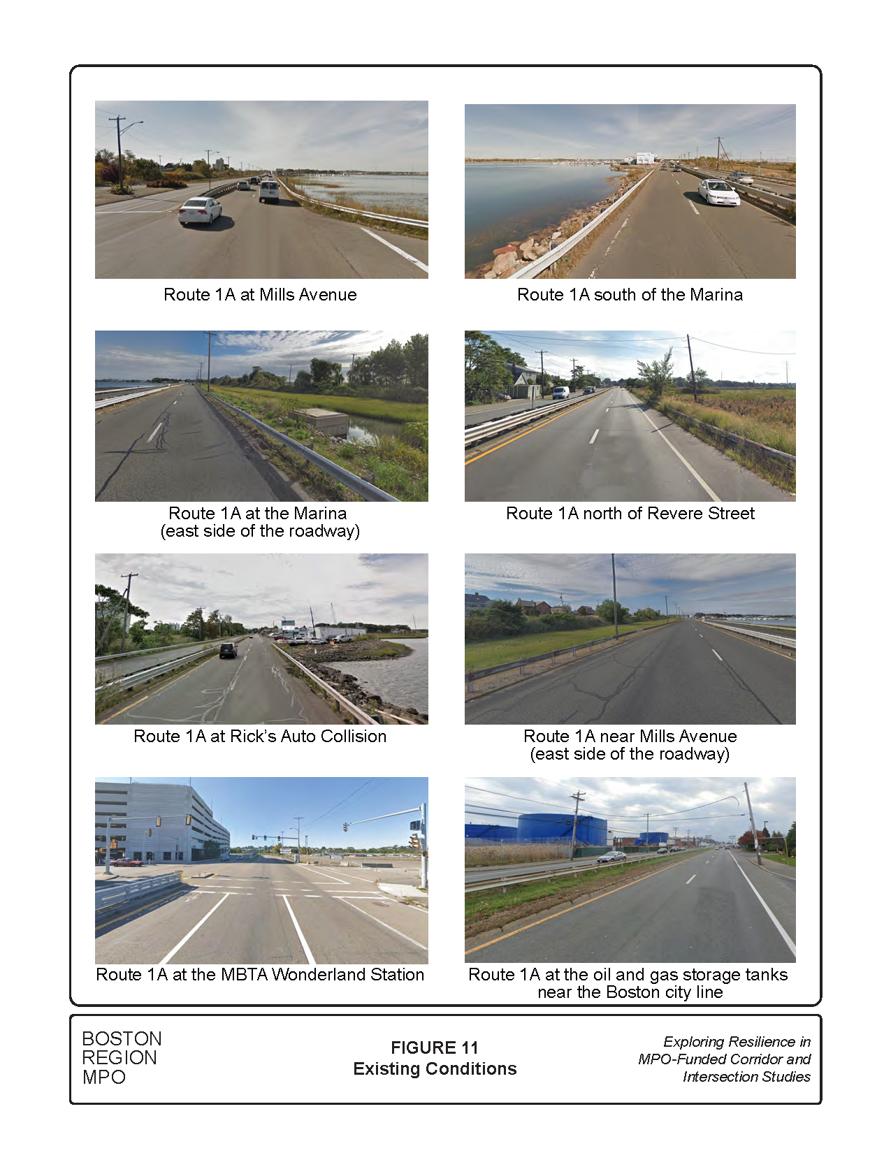 Figure 11 show pictures of the roadway at several locations.