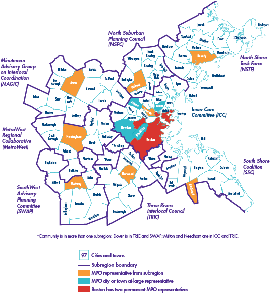 This is a map of the cities and towns in the Boston Region. There are 97 cities and towns within the Boston Region Metropolitan Planning Organization’s planning area. 