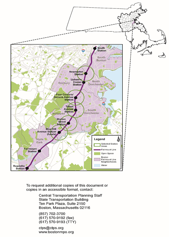 Fairmount Map page showing the study area in the MPO