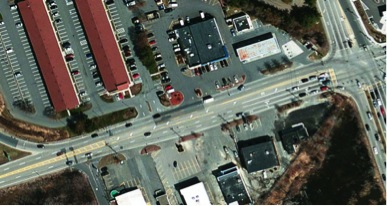 Image of a two-way left-turn lane (TWLTL) on Route 30 near Speen Street.