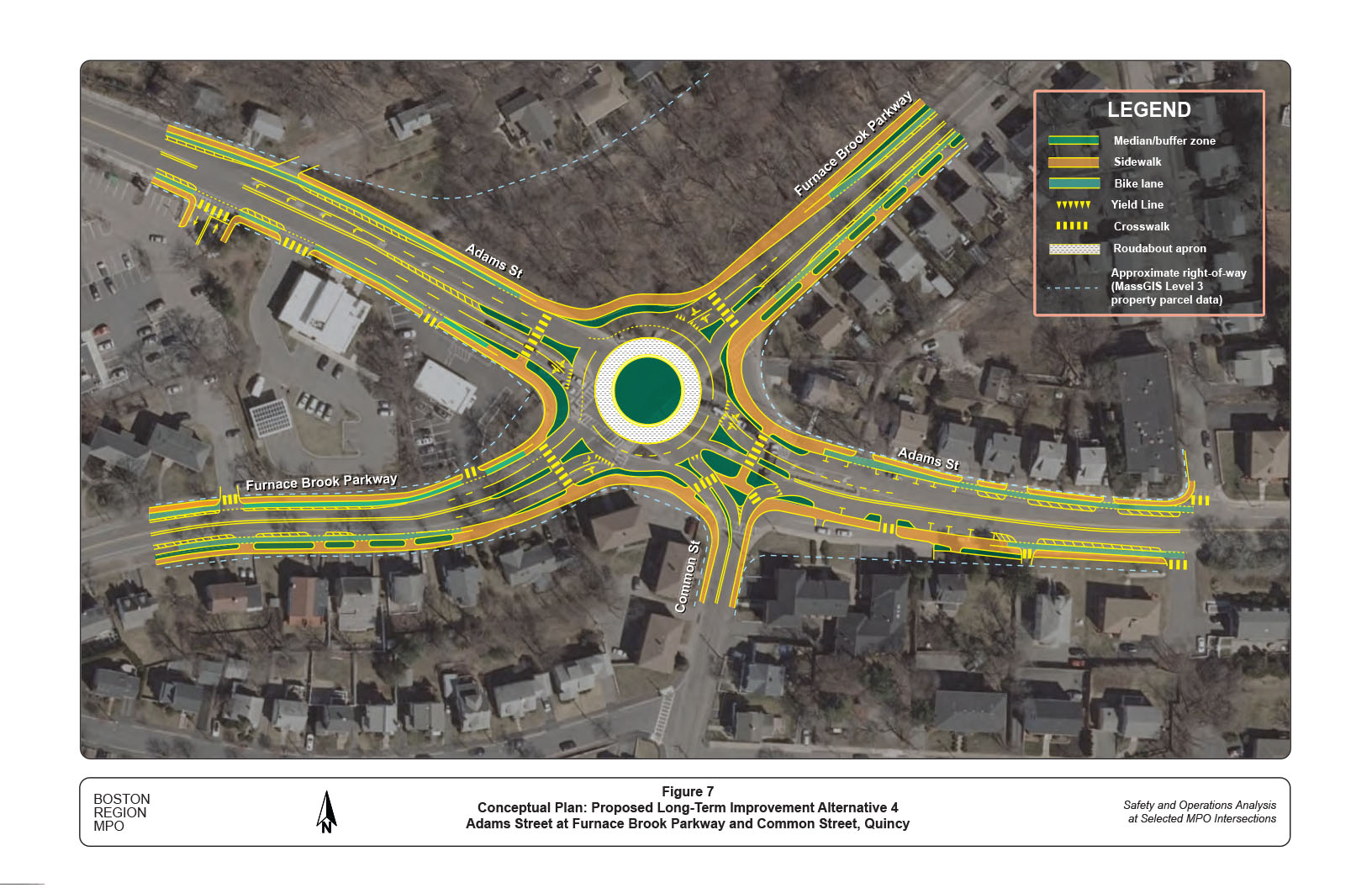 Figure 7: Proposed Long-Term Improvement Alternative 4
This figure shows a conceptual plan view of the proposed roadway modifications in the long-term improvement Alternative 4.
