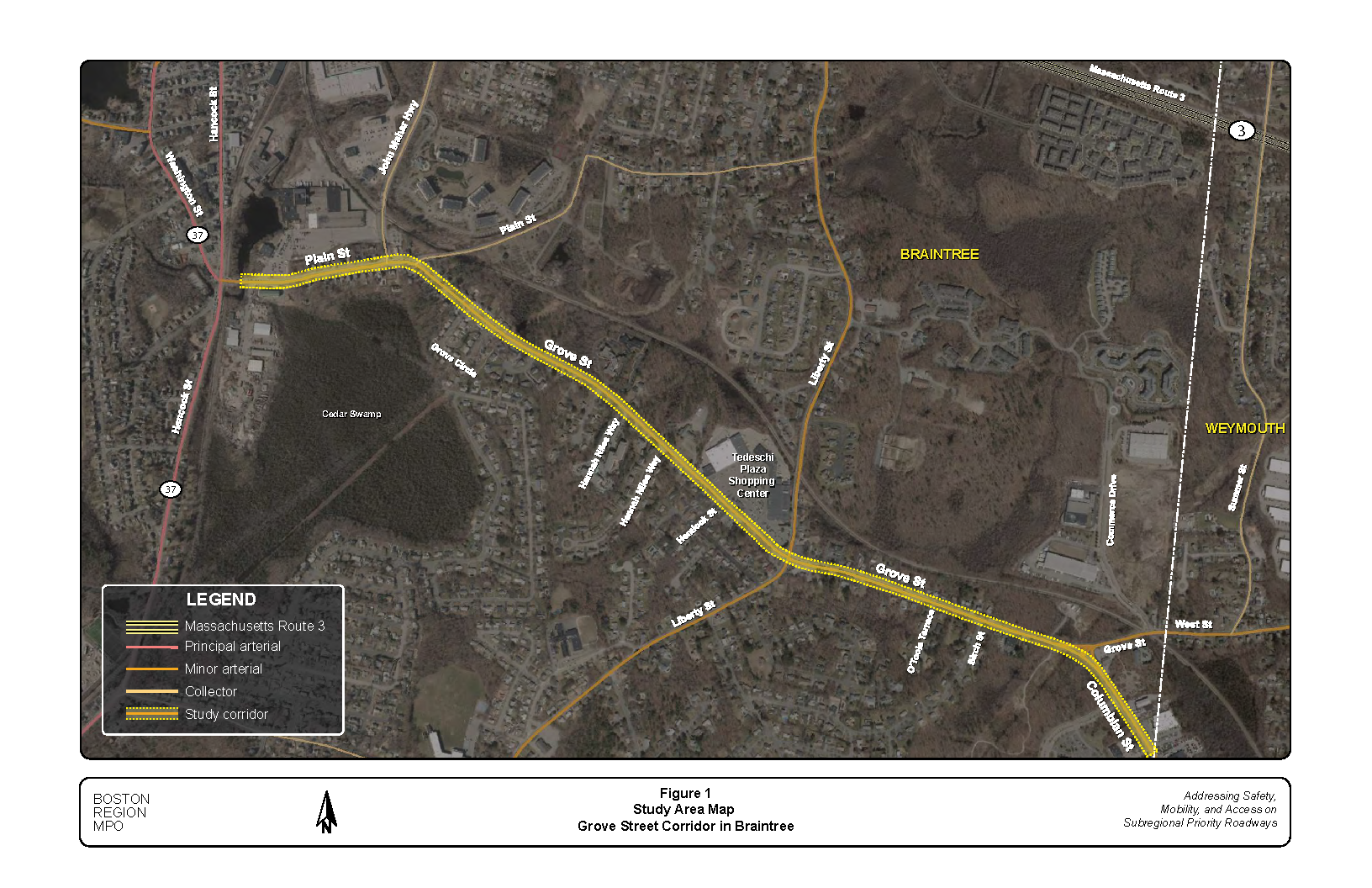 This figure shows an aerial map depicting the boundaries of the study area.