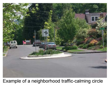 Example of a neighborhood traffic-calming circle 