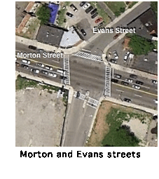 Aerial view of Morton, Corbet, Selden, and West Selden Streets