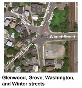 Photograph of Glenwood, Grove, Washington, and Winter streets 