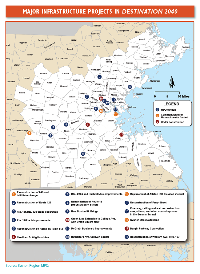 Map of major infrastructure projects in Destination 2040