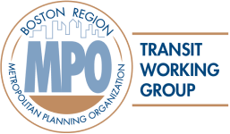 logo comprising Boston Region Metropolitan Planning Organization seal with the words Transit Working Group
