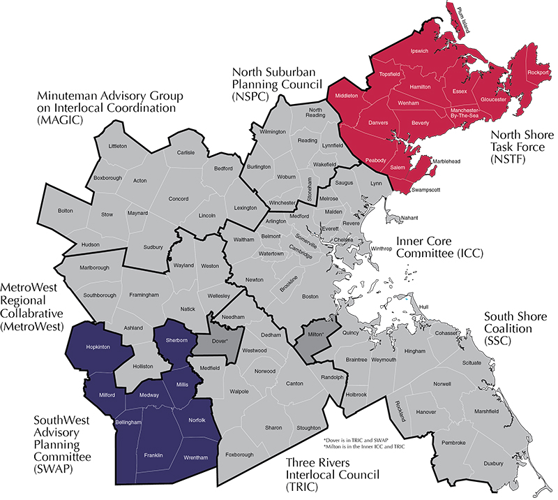 Subregions in the Boston Region MPO Area 