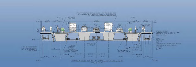 The new design for the bridge, which includes bus lanes.